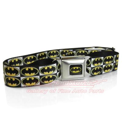 Batman logo seat-belt buckle checker strap belt, dc comics licensed product