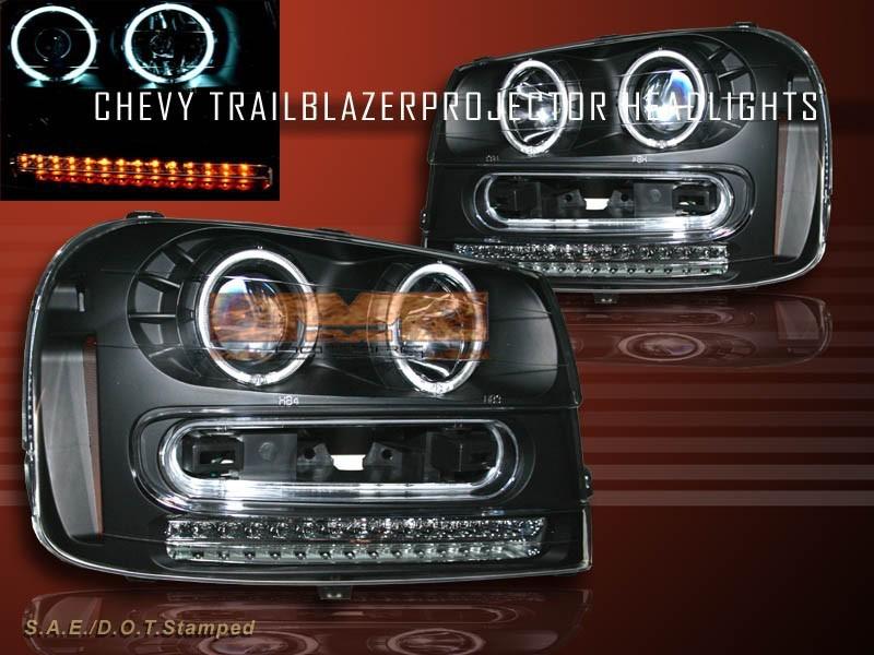 2002-2009 chevy trailblazer 2x ccfl halo & led  projector headlights