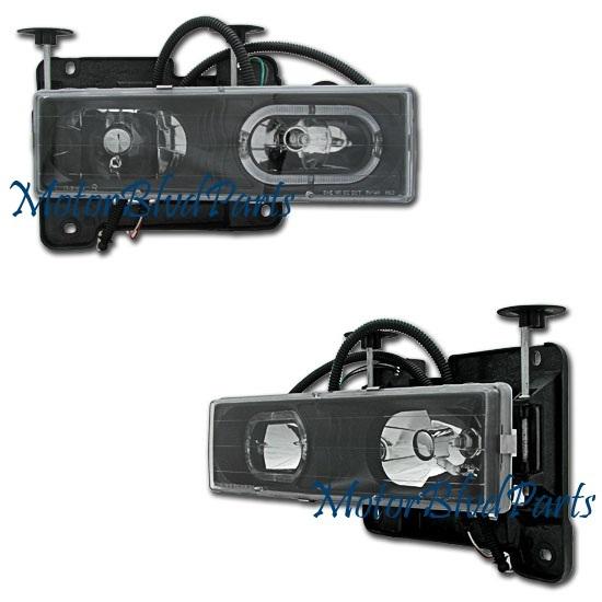 88-98 ck suv truck halo black headlights headlamps pair