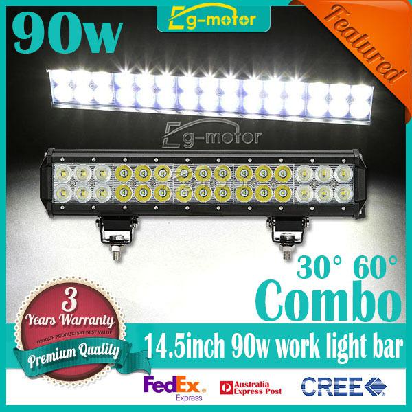 14.5inch 90w 9000lm cree flood spot combo led work light bar lamp car off-road