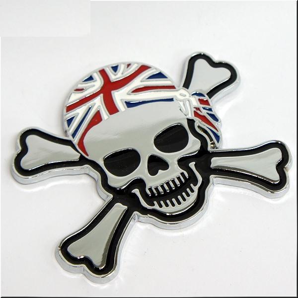 Skull pirate style trunk badge decoration decal black silver chrome emblem no2