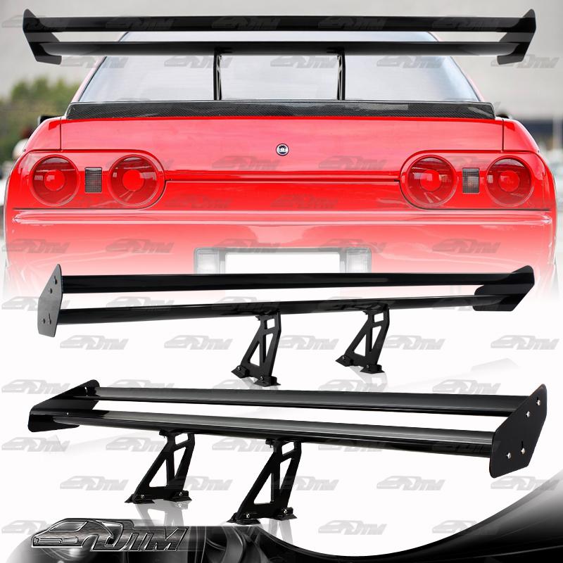 Black aluminum 55 inch gt style double deck rear trunk spoiler wing