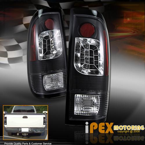 Pair 1997-2003 ford f150 f250 styleside black led tail lights left+right lamps