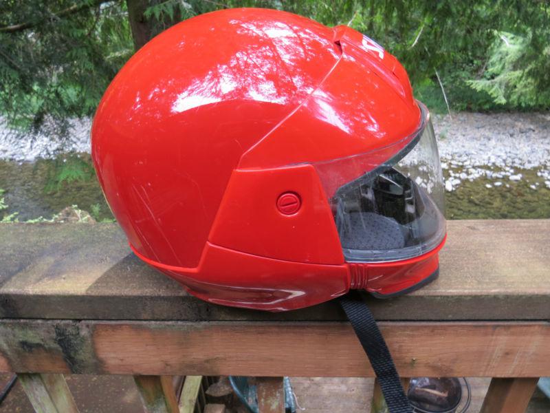 Shoei vented red motorcycle helmet with visor size large