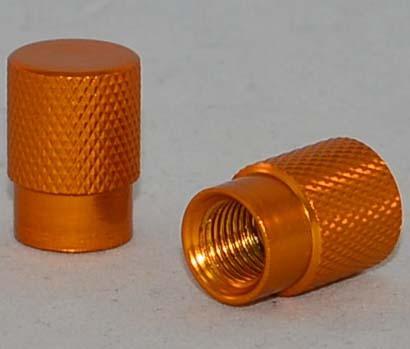 2 billet aluminum "gold knurled" valve stem caps for harley davidson wheel rims