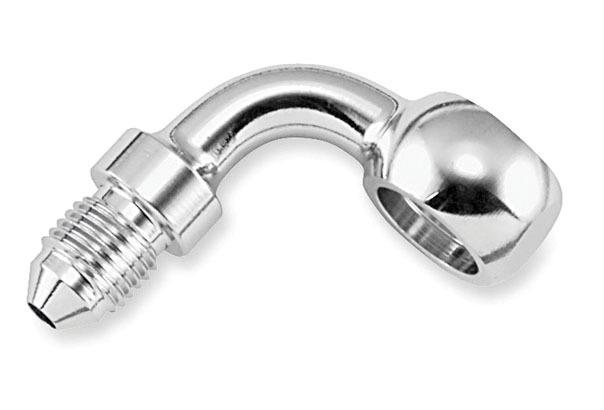 Goodridge banjo fitting 7/16 12mm w/90 deg bend chrome