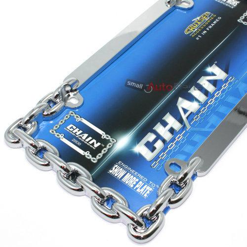 Show chrome chain license plate tag frame for auto-car-truck