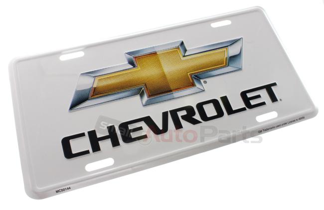 New!!! chevrolet license plate aluminum stamped embossed metal bowtie white tag