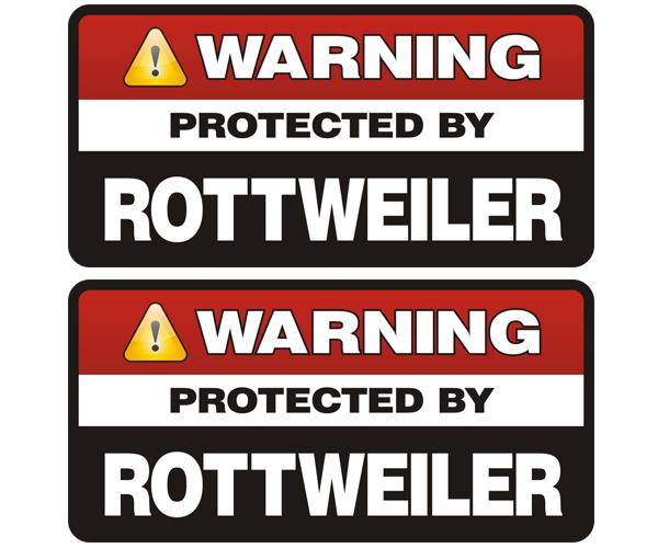 Rottweiler protected by warning guard dog decal set 3"x1.5" vinyl sticker zu1