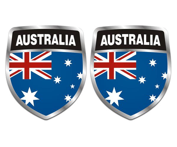 Australia flag shield decal set 4"x3.4" australian vinyl car sticker zu1