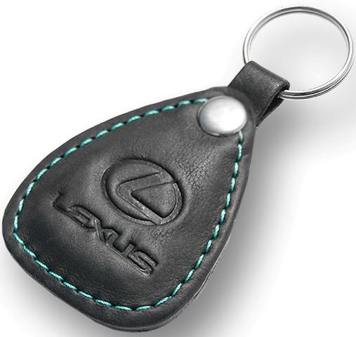 New leather black / turquoise keychain car logo lexus auto emblem keyring