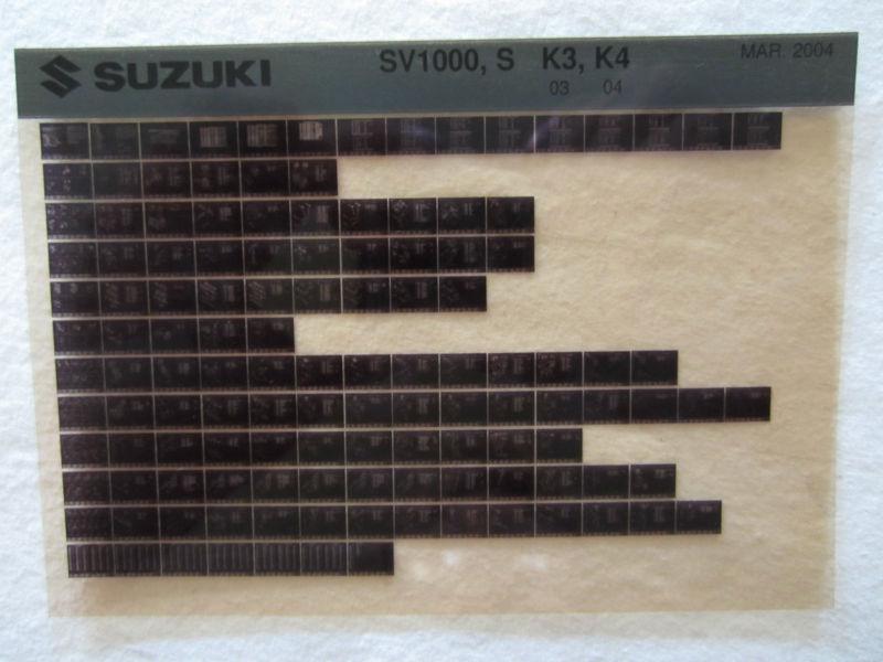 2003-2004 suzuki motorcycle sv1000 s k3 k4 microfiche parts catalog sv 1000