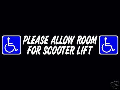 Handicap van scooter wheelchair lift warning decal