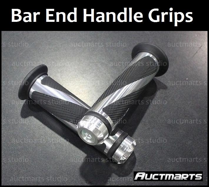 Universal motorcycle bar end handle grips 22mm 7/8'' silver d