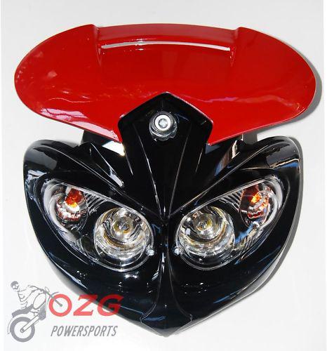 Head light r2 dirt bike dual sport honda motorcycle xr red 400 650 xr650 crf 450