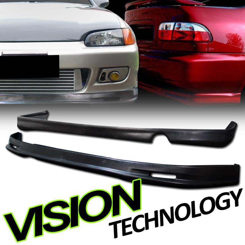 92-95 civic 2d/2dr coupe jdm pu mu front+t-r rear bumper lip spoiler body kit