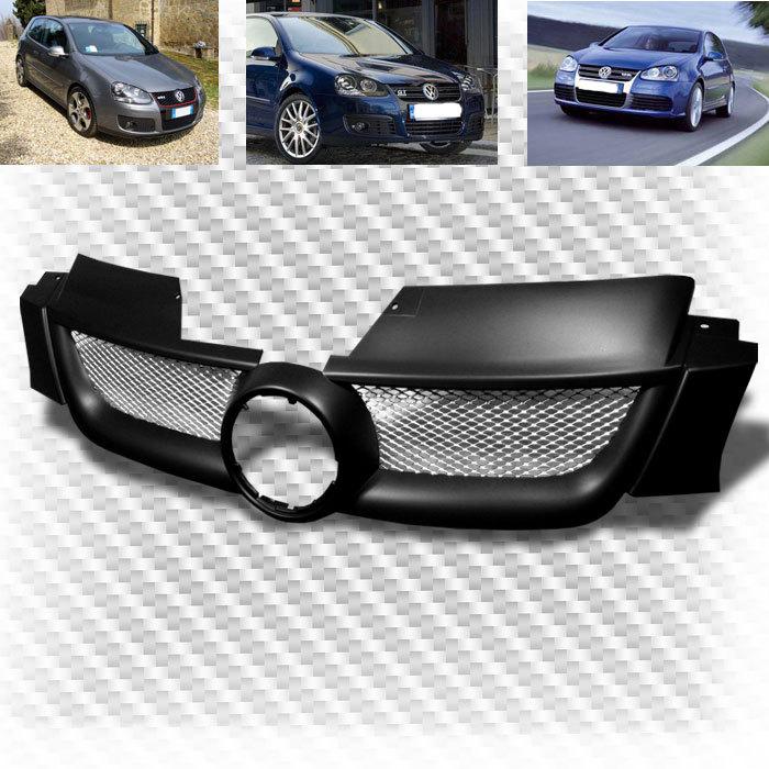 06 volkswagen golf 06-08 rabbit abs plastic matt black grille sport grill set