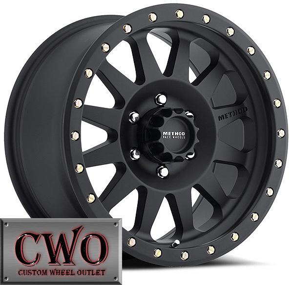 17 black method double standard rims 5x127 5 lug jeep wrangler chevy c-1500 cwo