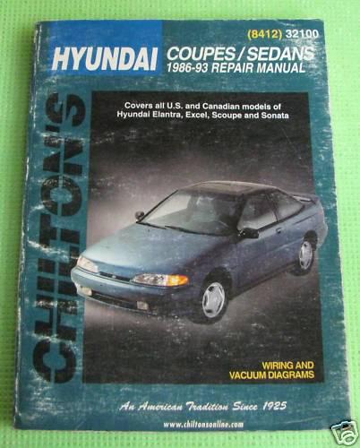 Chilton repair manual 83-93 hyundai coupes sedans 83-93