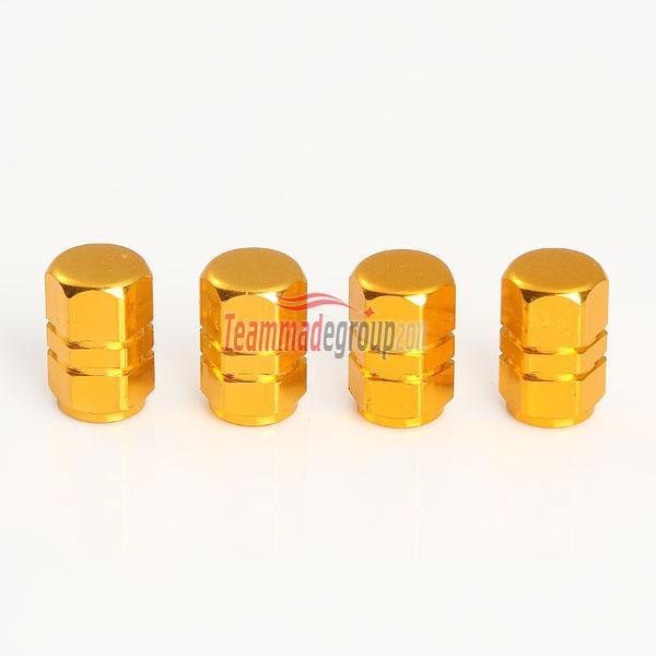 4 sets aluminum alloy tire tyre air rim valve stem cap hex dress up kit yellow