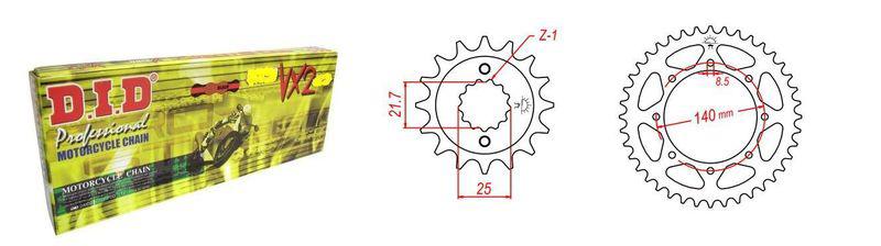 Did vx2 x-ring chain jt steel sprocket combo: kawasaki klr 650 1990-11 15t/43t