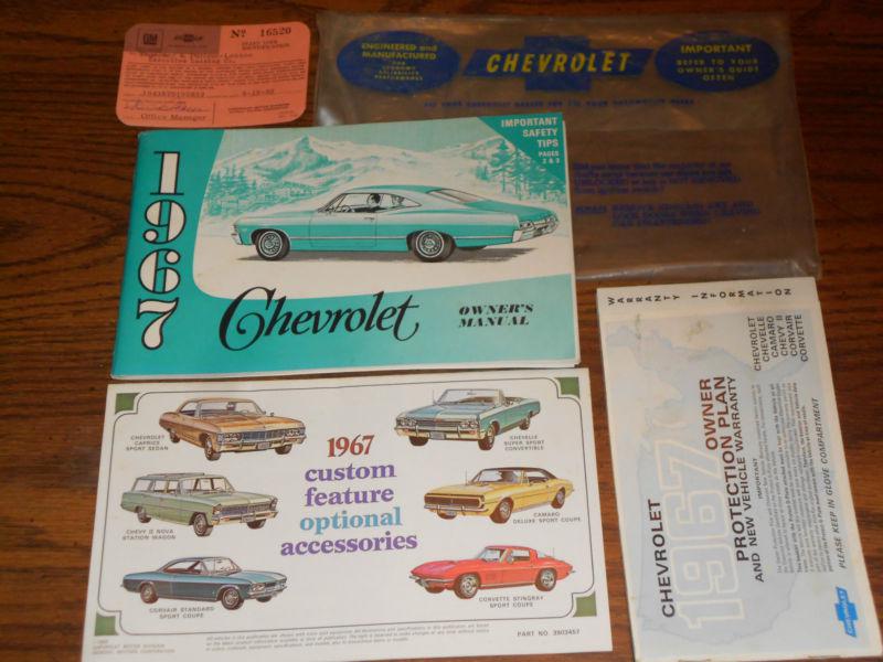 1967 chevrolet owner's manual packet / great originals / accessories protecto+