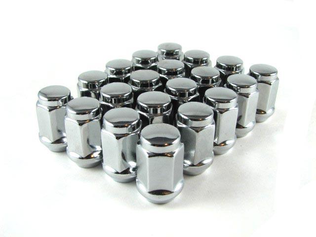 25 x bulge acorn lug nuts | fits most jeep | 1/2 inch | high polish chrome | usa