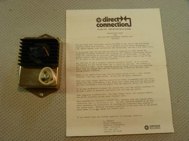 Direct connection "gold box" ecu, part # p4120600