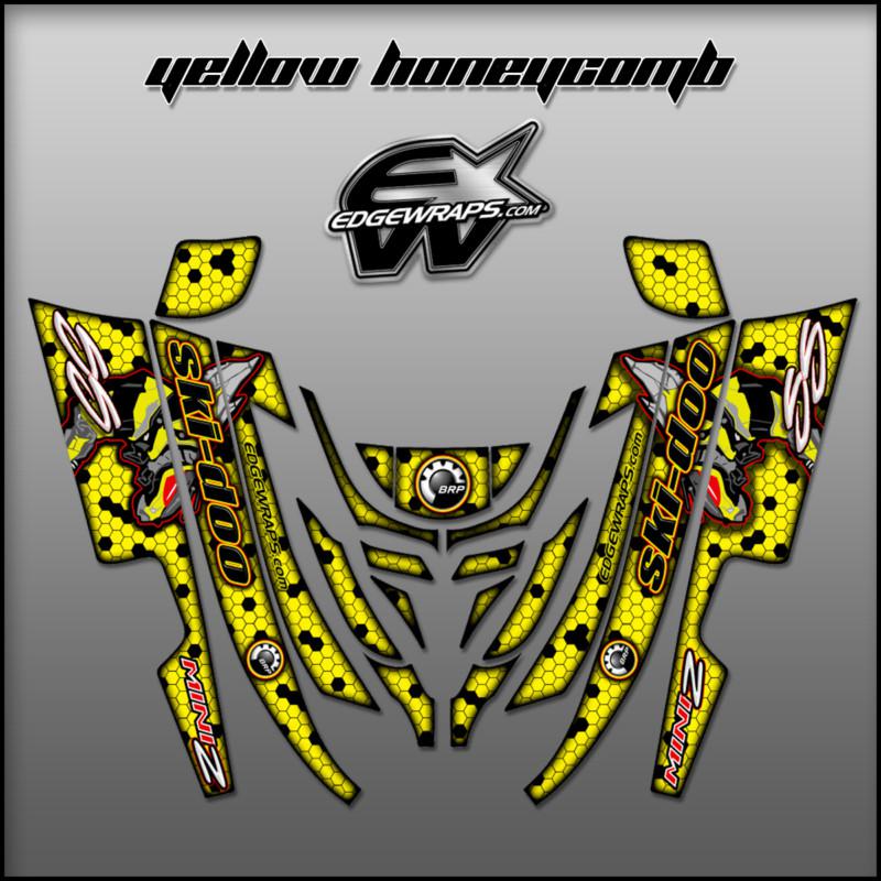 Ski doo mini z, 98-02 custom graphics kit -  yellow honeycomb