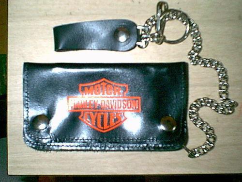 New vintage harley davidson leather biker wallet n chain