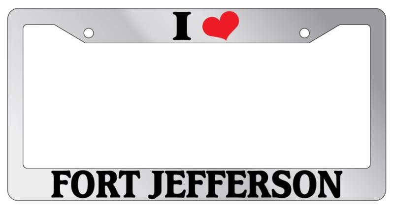 Chrome license plate frame i heart fort jefferson auto accessory novelty