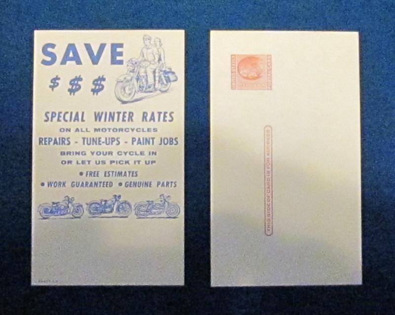 Harley davidson 1958 'special winter rates' post card *n.o.s.*