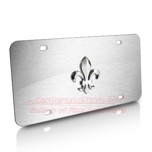 Louisiana 3d fleur-de-lis brushed stainless steel license plate, + free gift