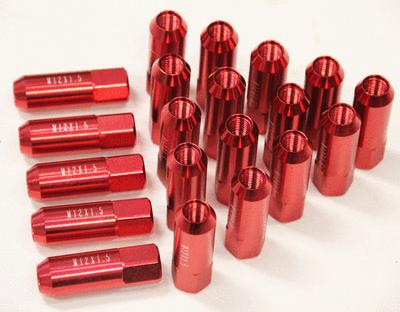 Red 20pc aluminum racing 12x1.5mm wheel extended lug nuts civic integra eg ek