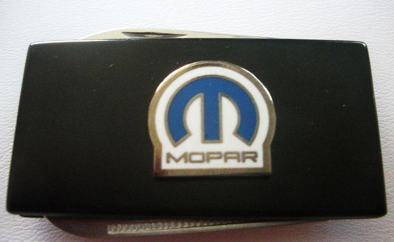 Mopar/chrysler)black stainless money clip with knife & nailfile in body of clip