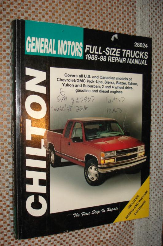 1988-1998 chevy gmc c/k truck shop manual service book