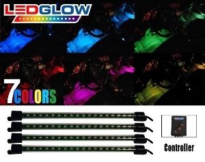 4pc 7 color led accent lighting interior kit underdash