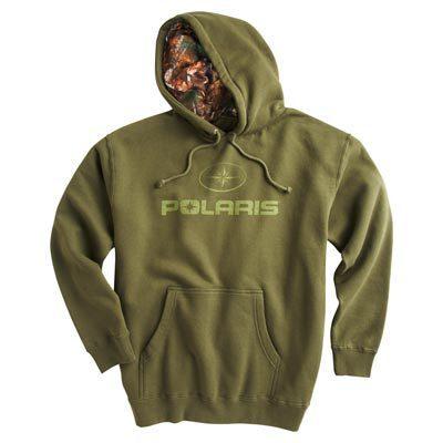 Polaris pursuit camo pull over hoodie hood army green mens large lg