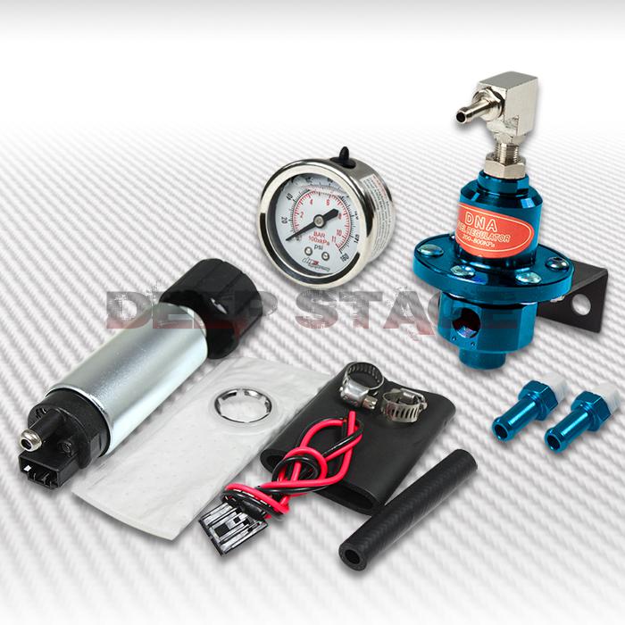 290 lph efi fuel injection pump/tank+160 psi pressure regulator+oil gauge blue