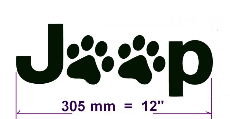 12"w  jeep wrangler cat dog paw paws print feet vinyl decal sticker any colour