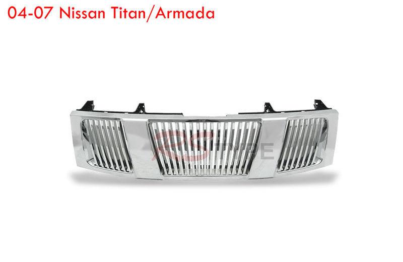 2004-2007 nissan titan armada chrome vertical grille 05 06