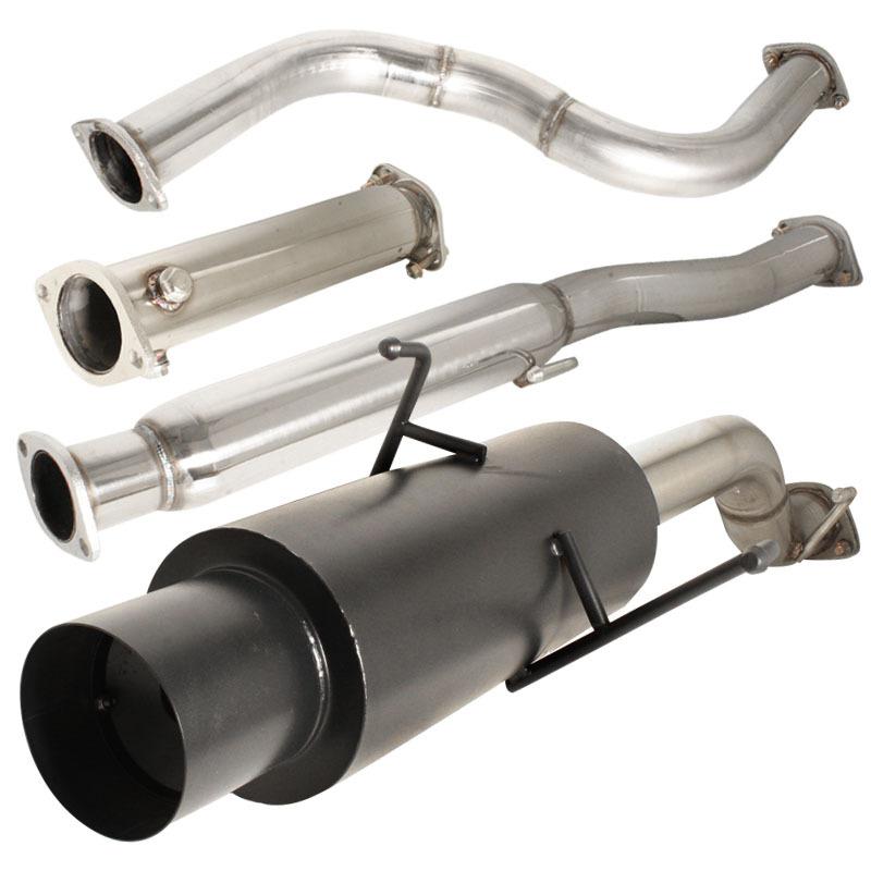 96-00 honda civic 2d/4d 4.5" catback exhaust muffler system with black tip