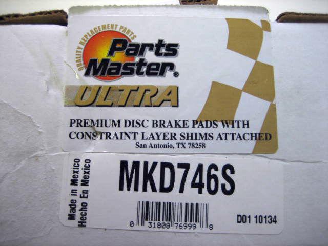 Parts master ultra # mkd746s premium disc pads dodge dakota & dorango 1998 1989