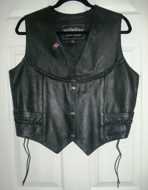 Ladies unik black leather motorcycle vest