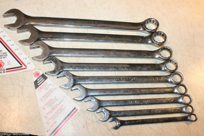 Matco tools 9-piece 12-point long combination wrench set 7/8"-3/8" usa