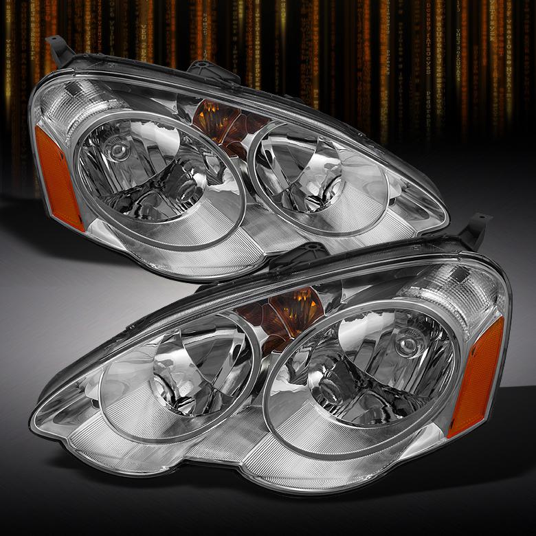 02-04 acura rsx clear crystal headlights lamps lights left + right pair new