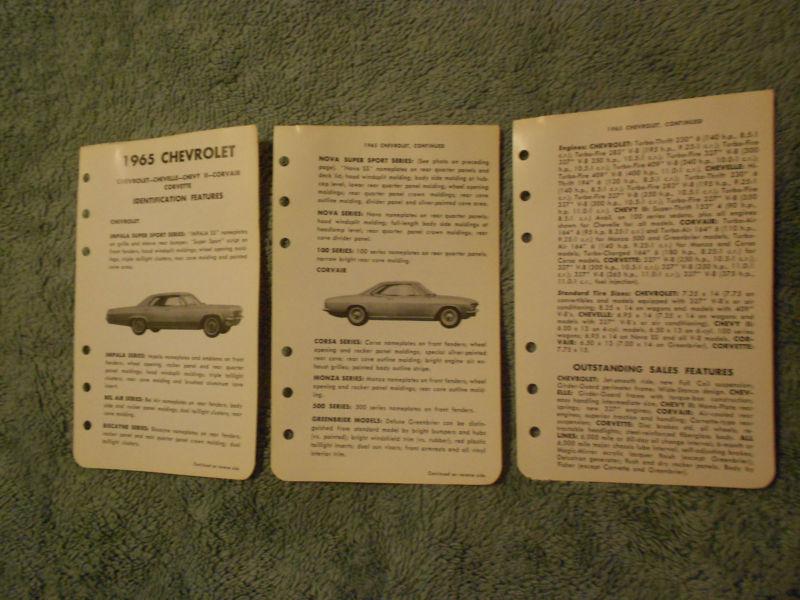 Vintage 1965 chevelle-corvair-corvette-chevy ii series dealer literature piece