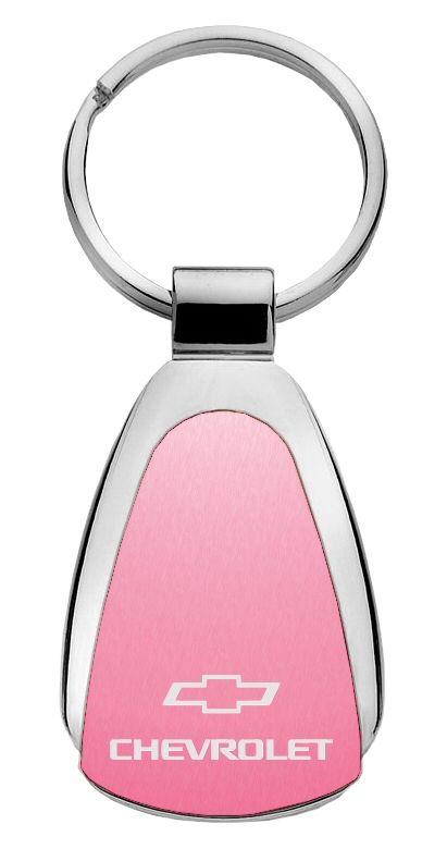 Chevrolet pink tear drop metal key chain ring tag key fob logo lanyard