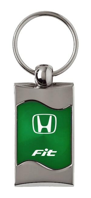 Honda fit green rectangular wave metal key chain ring tag key fob logo lanyard