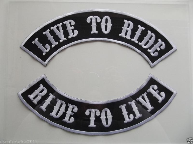 Live to ride rocker motorcycle biker large embroidered back patch #2